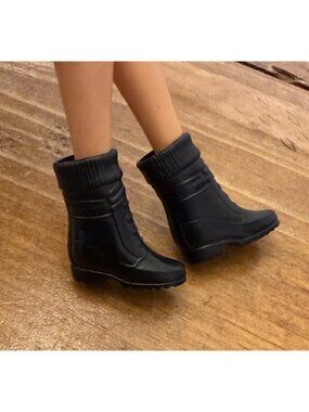 Barbie Francie Doll Ankle High Black Combat Boots Hard Plastic w/ Built In Socks